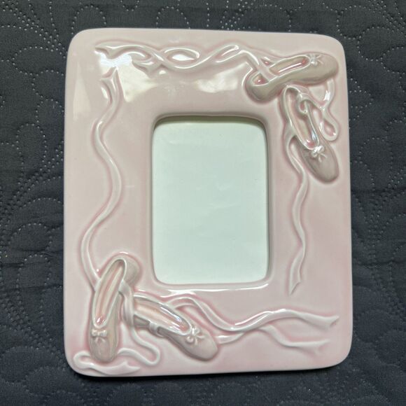 VTG Ceramic 3D Ballet Shoes 6" x 7" Photo Frame Baby Girl Keepsake Home Accent - Picture 1 of 10